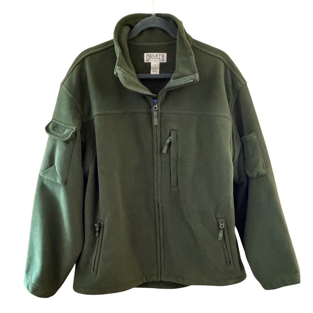 Deluth Trading Men’s Shoreman Fleece Tactical Jacket Sz L Green Full Zip Work